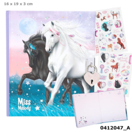 Miss Melody dagboek met slot en sticker BLAUW