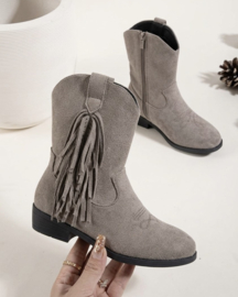 Fringe cowboy boots - taupe