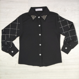 Diamond Check Blouse - zwart 