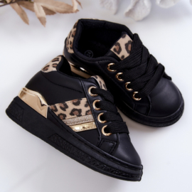 Glittery leopard sneakers - black