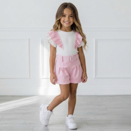 Pastel Ruffle Short Set - roze
