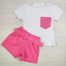 Bling Pocket Short Set - roze