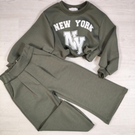 New York 89 Wide Leg Set - legergroen