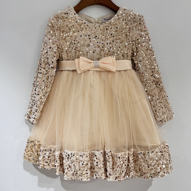 Glitters & bow dress - beige