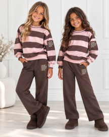 Bold Perfect Stripe Tracksuit - bruin/roze (verzenddatum 13 okt)
