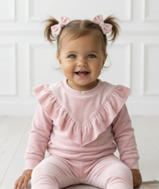 Velvet ruffled set - lichtroze