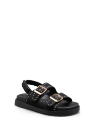Rebel stud sandals met klittenband - zwart (verzenddatum 24 apr)