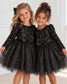 Shimmer Bow Dress - zwart