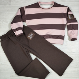 Bold Perfect Stripe Tracksuit - bruin/roze