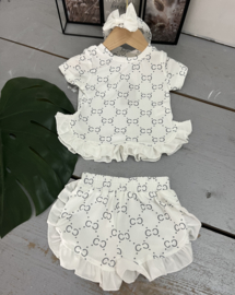 Designed summer girls set - wit
