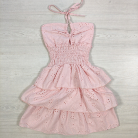 Ibiza Broderie Halter Dress - roze