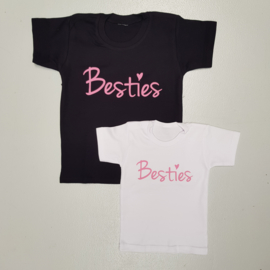 Besties pink Shortsleeves (gepersonaliseerd)