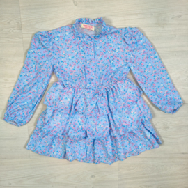 Flower layered dress - blauw