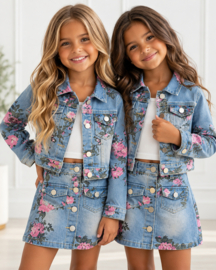 Denim skirt & Flower set