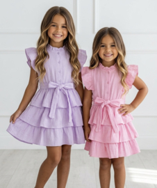 Sweet Ruffle Tie Dress - roze of paars