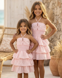 Ibiza Broderie Halter Dress - roze