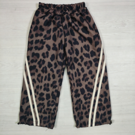 Leopard Parachute Stripe Pants - beige
