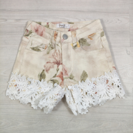 Your Floral Lace Denim Short