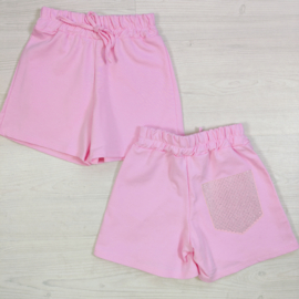 Ruffle Sleeve & bling Summer Set - roze