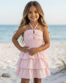 Ibiza Broderie Halter Dress - roze