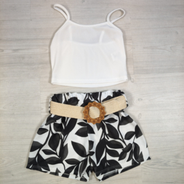 Summer Leaf Shorts Set - wit