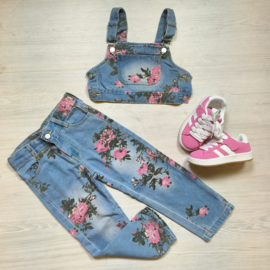 Denim & Flower pants set