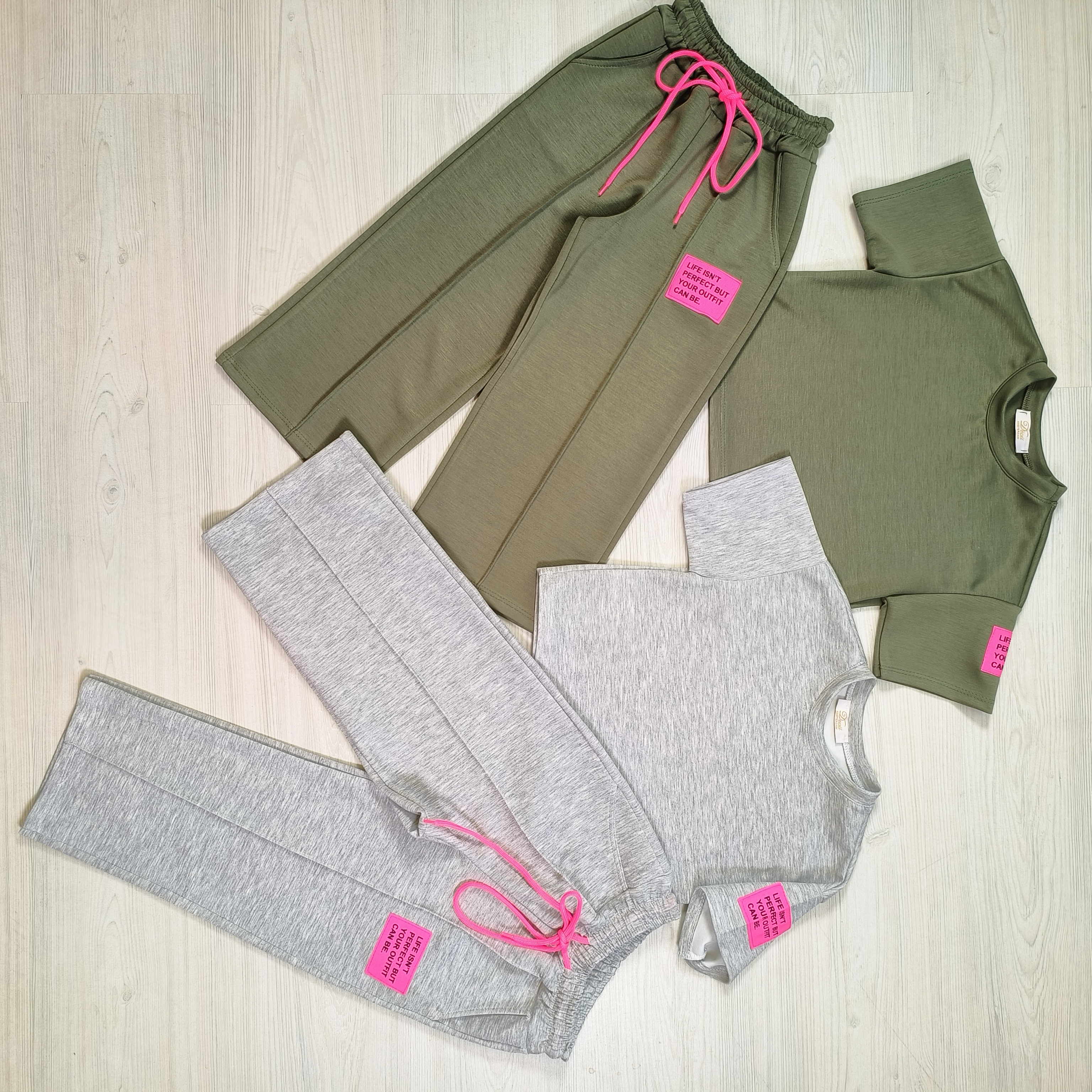 Comfy life pantalon set - groen of grijs