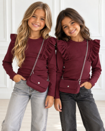 Bagged ruffled longsleeves - bordeaux