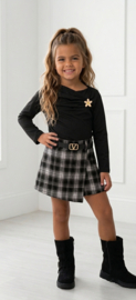 Bloom Plaid Skort Set - zwart