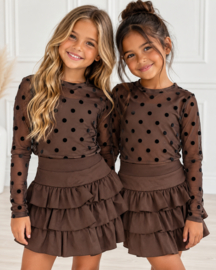 Dotted mesh top - bruin
