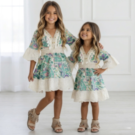 Boho Green Paisley Girls Dress
