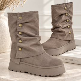 Studded Warm Boots - taupe