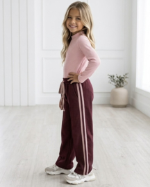 Retro Stripe Wide Leg Pants - bordeaux
