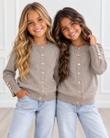 Cardigan With Golden Button - taupe