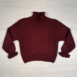 Fleur Ruffle Knit Sweater - bordeaux