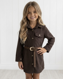 Autumn Belt Cord Dress - bruin
