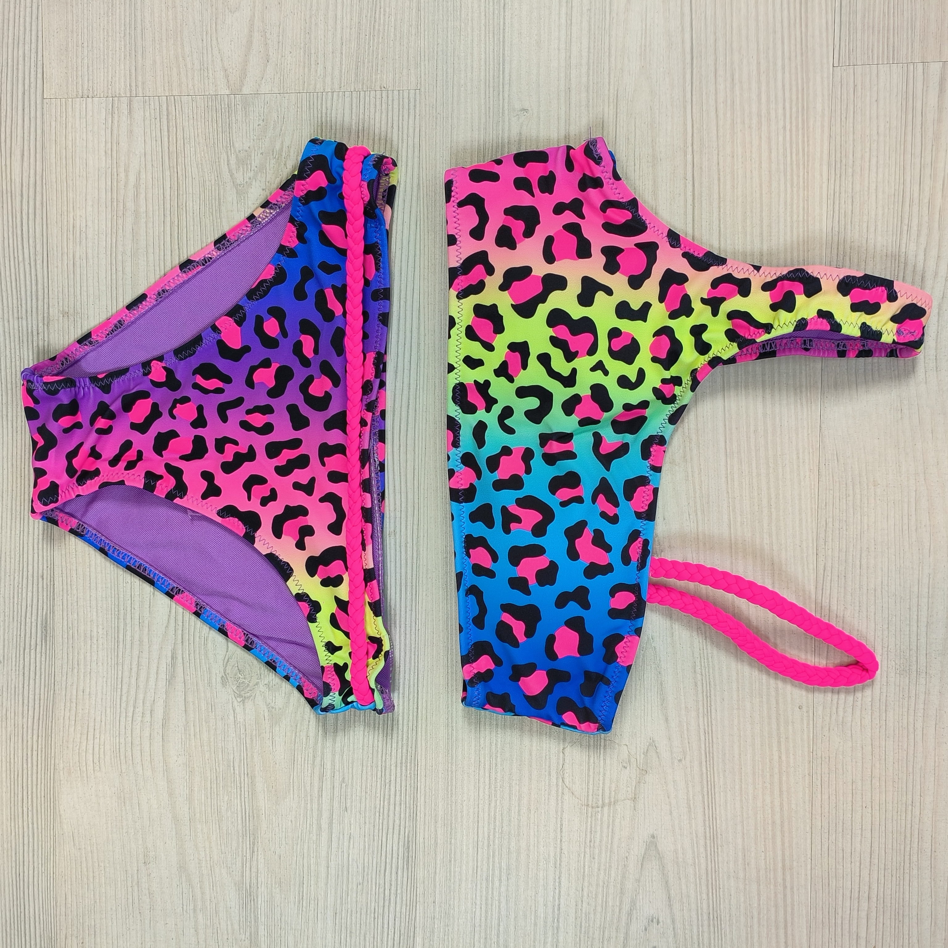 Colored leopard bikini