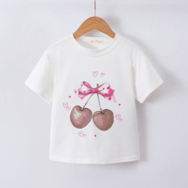 Sweet Cherry Bow Top - wit