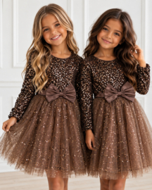 Shimmer Bow Dress - bruin