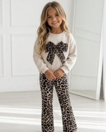 Bling Leopard Bow Set - beige
