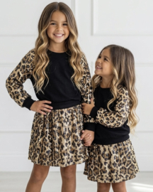 Glitter leo & skirt set - zwart