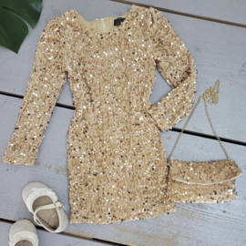 Bagged paillet dress - goud (Verzenddatum 19 sep)