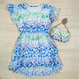 Colored leopard dress - groen