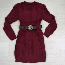 Cozy Cable Belt Dress - bordeaux (verzenddatum 29 sep)