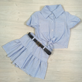 Glitter striped skort set - blauw