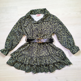 Green leopard dress