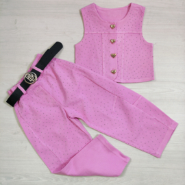 Denim Glam Heart Button Set - roze