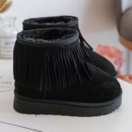 Black fringe winter boots