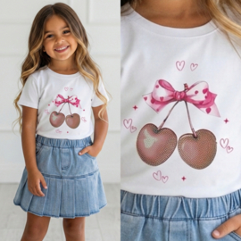 Sweet Cherry Bow Top - wit