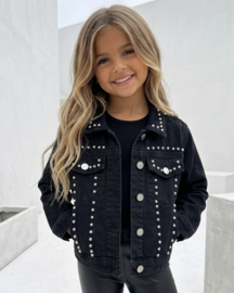 Studded denim jacket - zwart